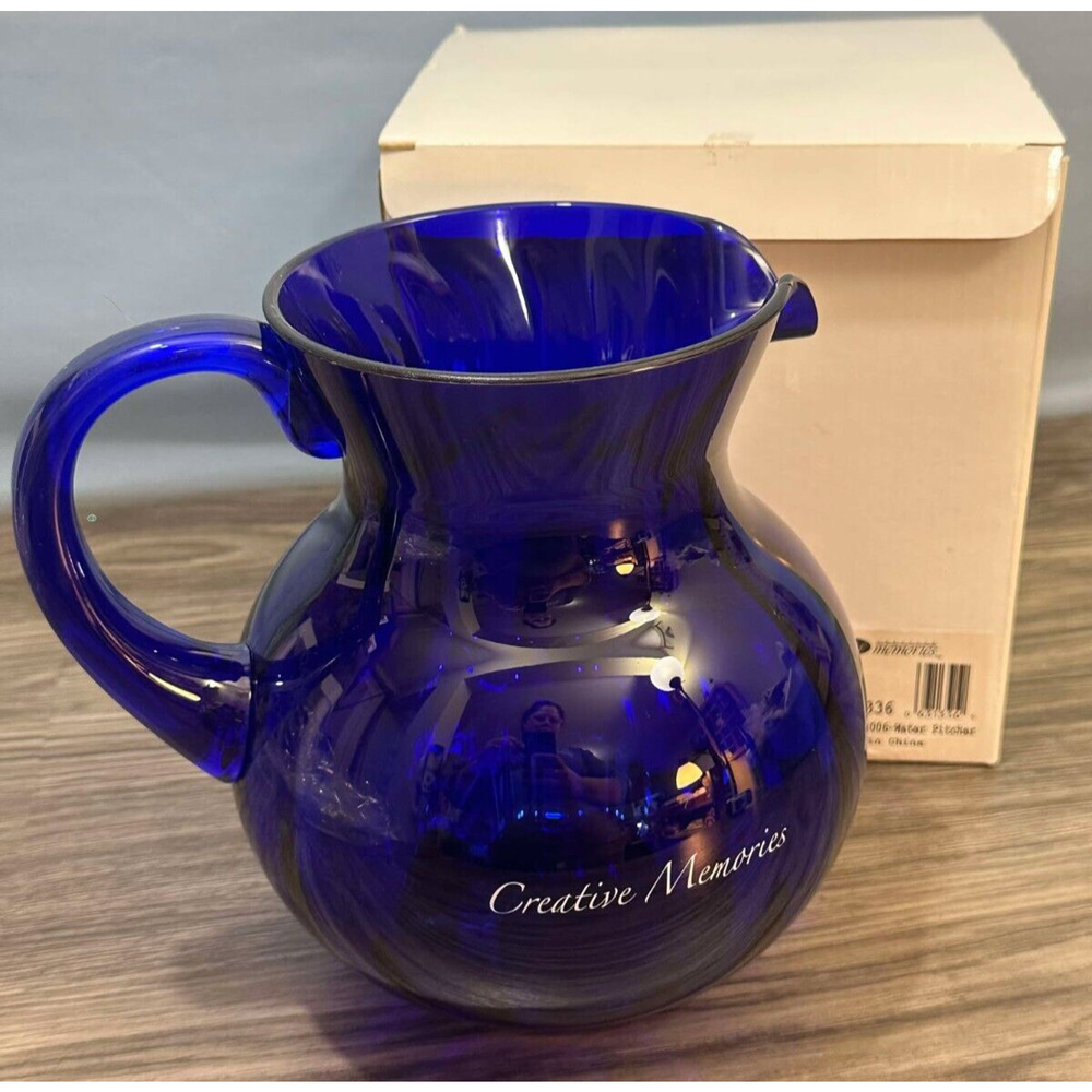 Creative Memories Cobult Blue Hard Plastic Drink Pitcher- New In Box 2006